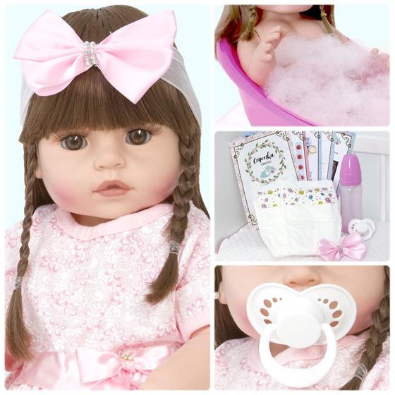 Imagem de Bebê Reborn Boneca 100% Silicone Macio Princesa 13 Itens