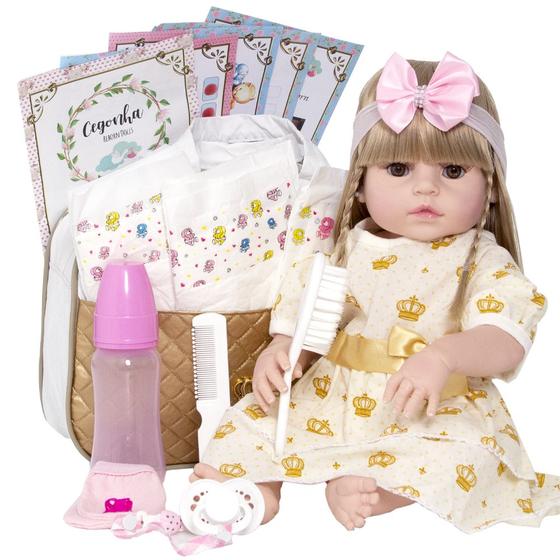 Imagem de Bebe Reborn Boneca Barata Real Com Chupeta Enxoval Completo