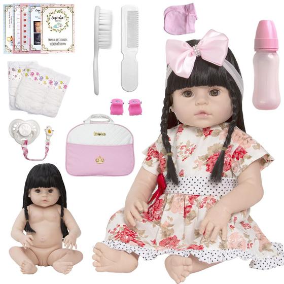Bebê Reborn Boneca Menina Grande 100% Silicone e Acessórios Menor preço em Bebê Reborn Boneca Menina Grande 100% Silicone e Acessórios