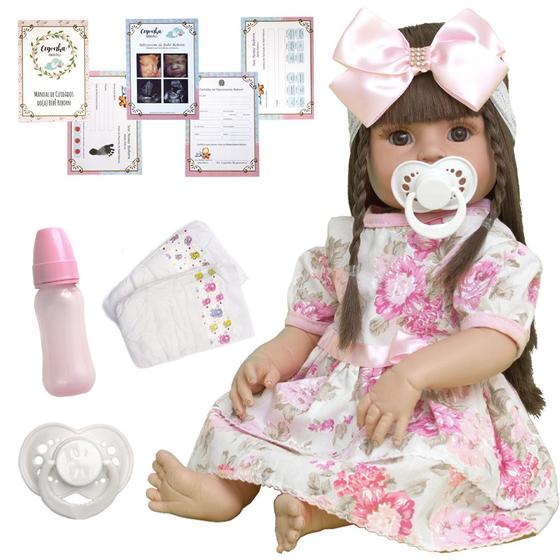 Boneca Bebê Reborn Princesa Larinha Loira Roupa Creme 53cm - USA Magazine