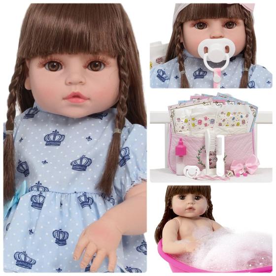 Imagem de Bebê Reborn Com Lindo Vestido  Realista Enxoval Menina