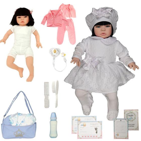 Imagem de Bebê Reborn  Corpo de Pano Morena Nara Branco Cegonha Dolls