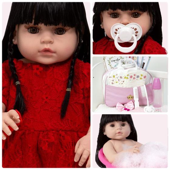 Imagem de Bebe Reborn de Silicone Morena Princesa Enxoval Completo