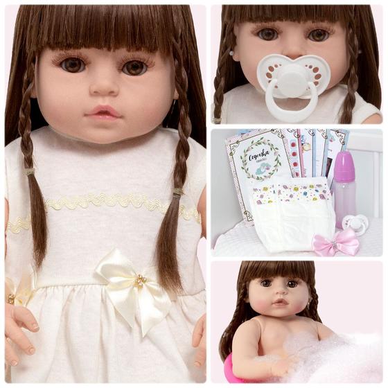 Imagem de Bebe Reborn de Silicone Princesa Fofinha Enxoval 13 Itens