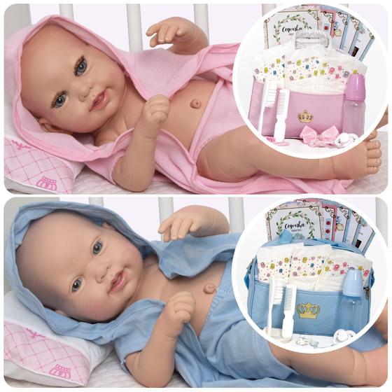 Imagem de Bebe Reborn Gêmeos Casal Bonito Baby Alive 42cm Com Bolsa