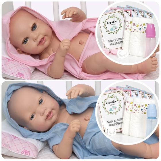 Imagem de Bebe Reborn Gêmeos Recém Nascidos 100% Silicone Com Roupão