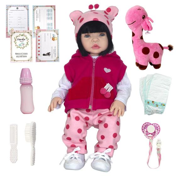 Imagem de Bebe Reborn Girafinha Boneca Silicone Baby Alive Pode Banho