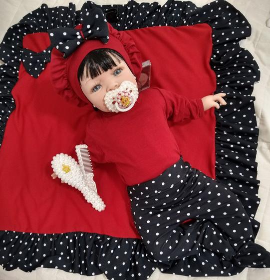 Bebê Reborn Larinha Poa com preto com brano Calça:Poá Bolinhas Pretas Body:Vermelho Calça:Poá Bolinhas PretasBody:Verme Menor preço em Bebê Reborn Larinha Poa com preto com brano Calça:Poá Bolinhas Pretas Body:Vermelho Calça:Poá Bolinhas PretasBody:Verme