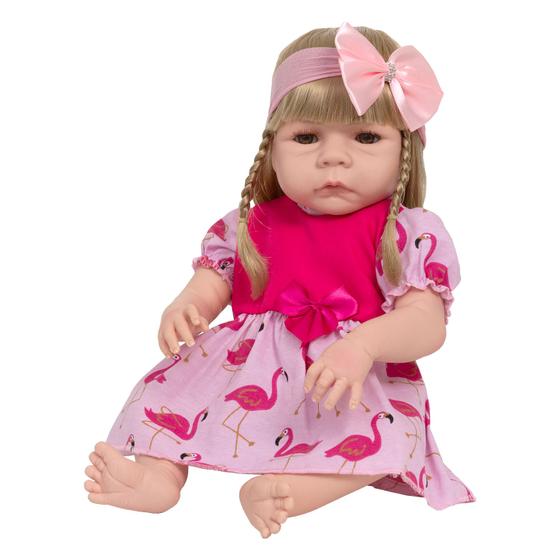 Imagem de Bebe Reborn Loira Gatinha Corpo de Silicone Enxoval Completo