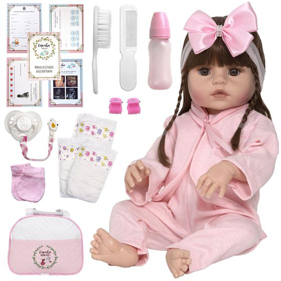 Imagem de Bebe Reborn Menina Julia 46cm Bolsa Maternidade 20 Itens