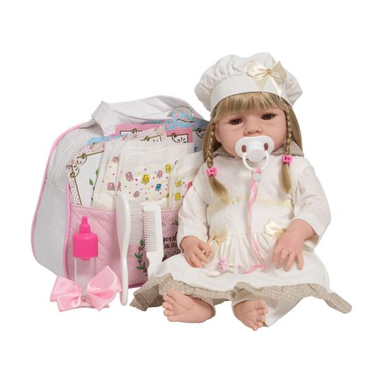 Bebe Reborn Menina Linda Recém Nascida Vestido Bege Enxoval - Cegonha Reborn Dolls Imagem de Bebe Reborn Menina Linda Recém Nascida Vestido Bege Enxoval