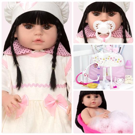 Imagem de Bebê Reborn Menina Princesa Corpinho 100% Silicone + Itens