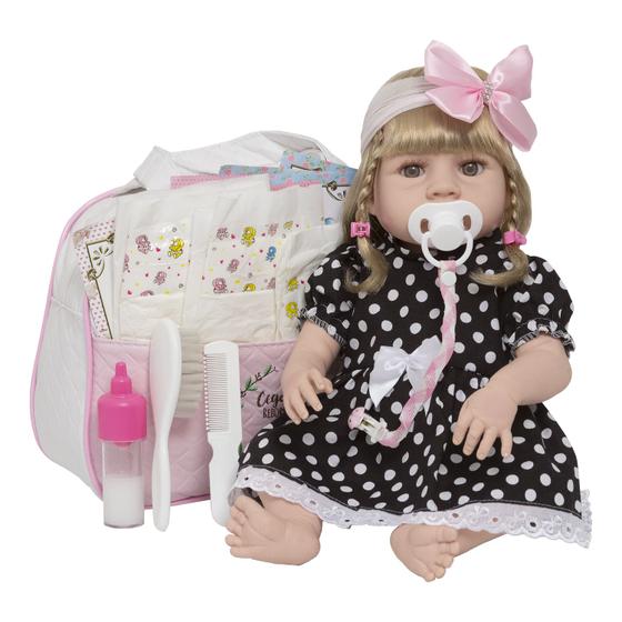 Imagem de Bebe Reborn Menina Princesa Loira Linda Vestido Bolinha