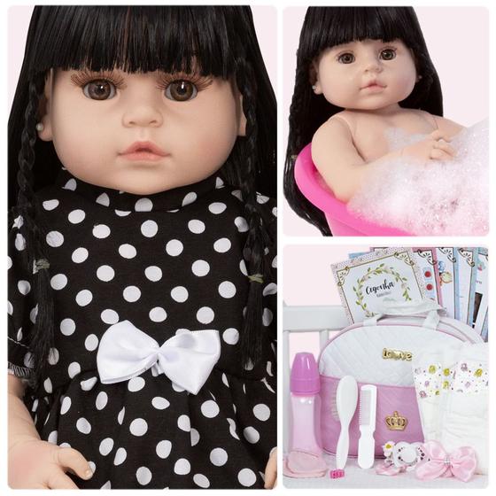 Imagem de Bebê Reborn Menina Recem Nascida Princesa Vestido Preto Fofa