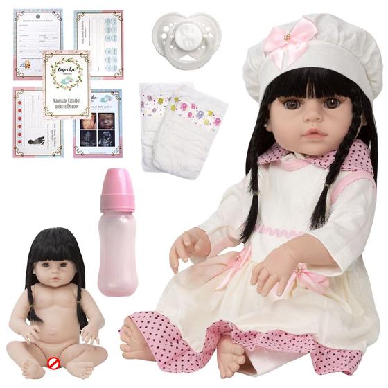 Imagem de Bebê Reborn Morena Recem Nascida Realista Pode Dar Banho