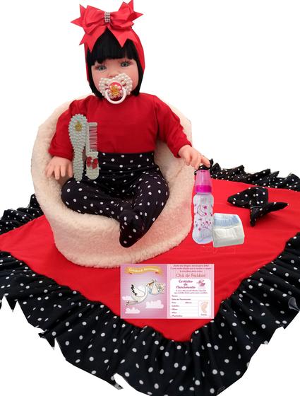 Bebê Reborn Princesa Larinha póa 49 cm com acessórios e manta e Faixa de Cabelo Menor preço em Bebê Reborn Princesa Larinha póa 49 cm com acessórios e manta e Faixa de Cabelo