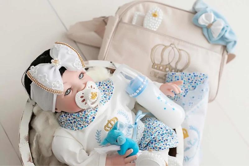 Imagem de Bebê Reborn Princesa Membros Silicone Morena Azul