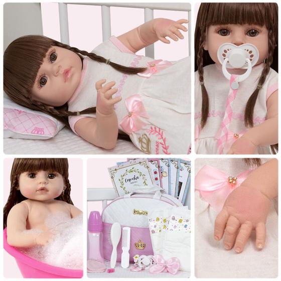 Imagem de Bebe Reborn Realista 100% Silicone Acessórios Envio Imediato