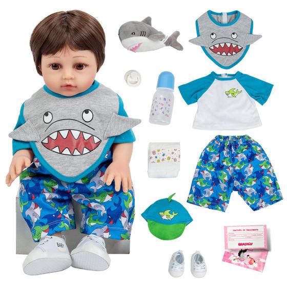 Bebê Reborn Realista Brastoy Boneca ou Boneco Silicone Kit Conjunto de Roupa Chupeta Mamadeira e Pelúcia Original Completo Menor preço em Bebê Reborn Realista Brastoy Boneca ou Boneco Silicone Kit Conjunto de Roupa Chupeta Mamadeira e Pelúcia Original Completo