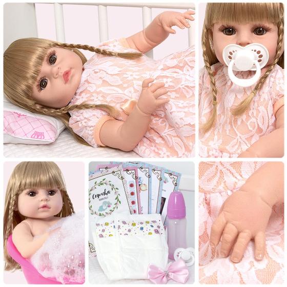 Imagem de Bebe Reborn Realista Loira Enxoval 13 Itens Envio Imediato