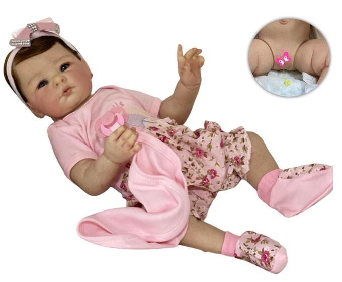 Imagem de Bebe Reborn Realista Original Cabelo Fio A Fio Toma Banho