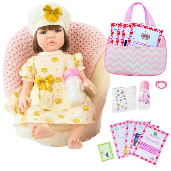 Imagem de Bebê Reborn Realista Silicone Boneca Vestido e Bolsa de Maternidade Envio Imediato