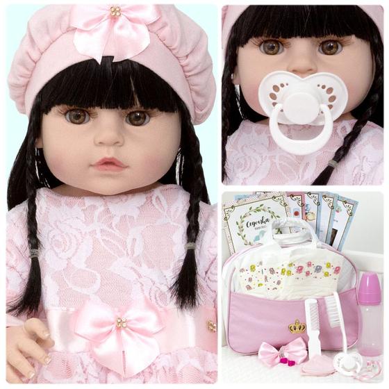 Imagem de Bebê Reborn Recem Nascida Princesa Com Chupeta Pode Banho
