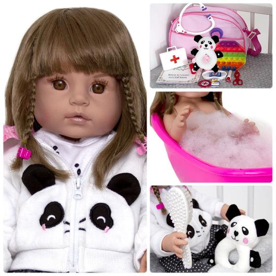 Imagem de Bebe Reborn Siliconado Panda Adora com Acessórios NPK Doll