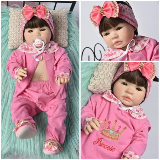 BK Cinza Boneca Bebe Real Reborn Realista Menina Mundo Brinquedos