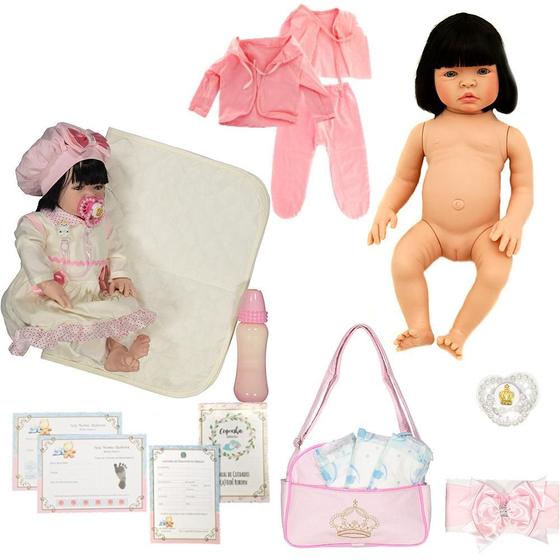 Imagem de Bebê Reborn Silicone Morena Ash Caqui Cegonha Reborn Dolls