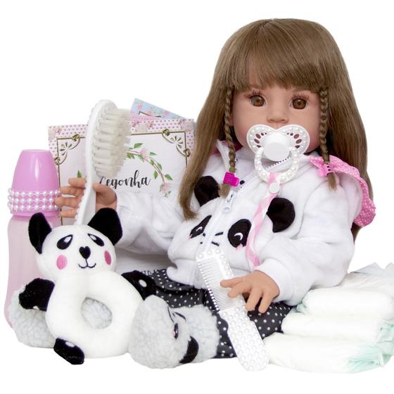 Imagem de Bebe Reborne Menina Panda com 15 Acessórios Envio Imediato