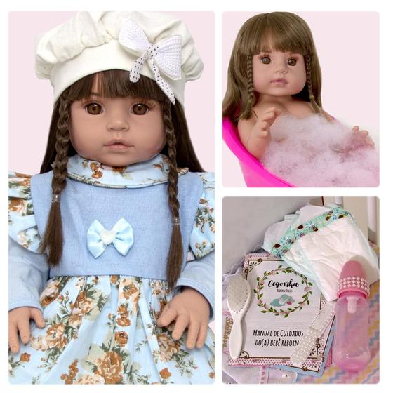 Imagem de Bebe Reborne Menina Princesa Fofa Roupa Azul com Itens LOL