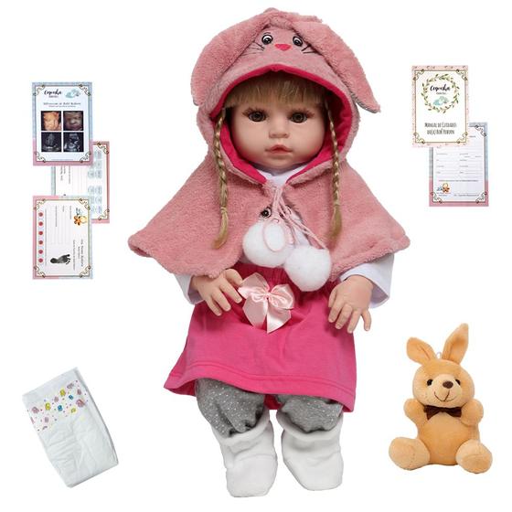 Bebê Tipo Reborn Valentina Cabelo Loiros Atriculado itens