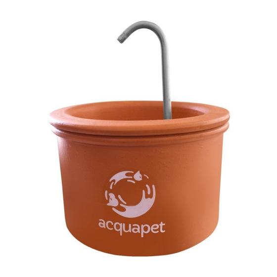 Imagem de Bebedouro com Fonte Cerâmica Pico Inox Acquapet 2L com Bomba Bivolt