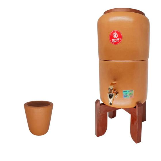 Imagem de Bebedouro De Barro Purificador Natural Com Copo Agua Kit