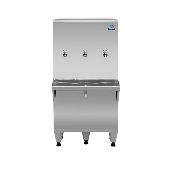 Imagem de Bebedouro de Coluna Industrial 3 Torneiras 100 Litros Frisbel RA10 Inox 127V