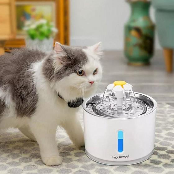 Imagem de Bebedouro Fonte Água Pet Elétrico Gato Cachorro Dispenser Filtro Silencioso LED 2,4L