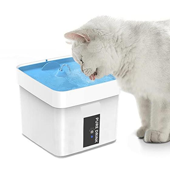 Imagem de Bebedouro Fonte Água Sensor Automático 1,5 Litros Pet Gato Cachorro Cães Filtro Limpeza Purificada Animais de Estimação