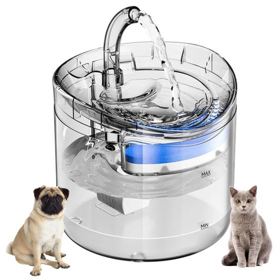 Imagem de Bebedouro Fonte de Agua Cao Gato Cachorro Pet Reservatorio 2 Litros Animal de Estimaçao USB Nivel de Agua Silencioso Automatico