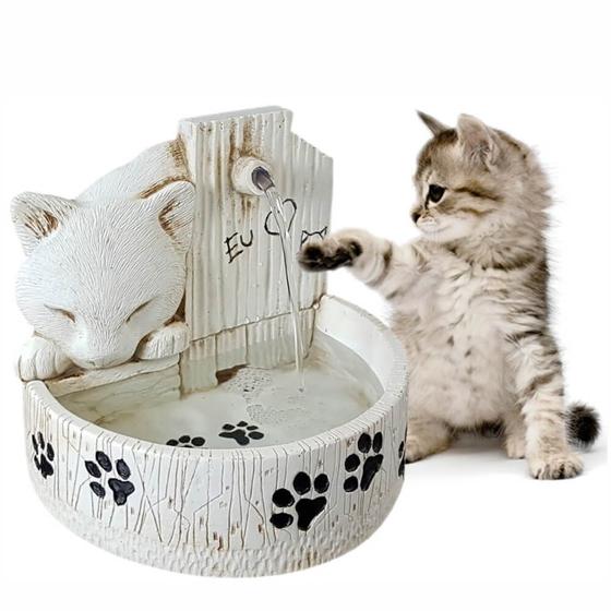 Imagem de Bebedouro gato e fonte de água para felinos cor branca modelo premium