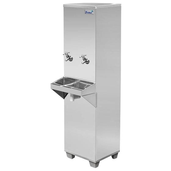 Bebedouro Industrial 25L Frisbel Inox Coluna 2 Torneiras Geladas B25 Menor preço em Bebedouro Industrial 25L Frisbel Inox Coluna 2 Torneiras Geladas B25