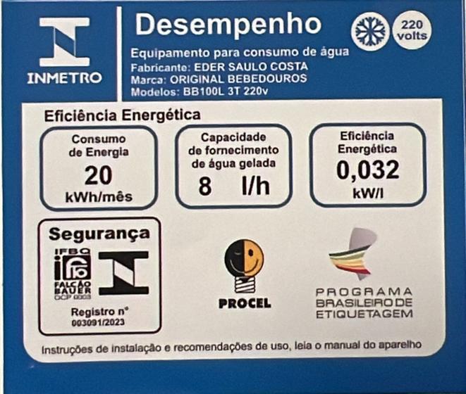 Bebedouro industrial de agua gelada purificador de coluna em aço inox 100l 3 torneiras gelada e natural original resfriadores - Original Bebedouros