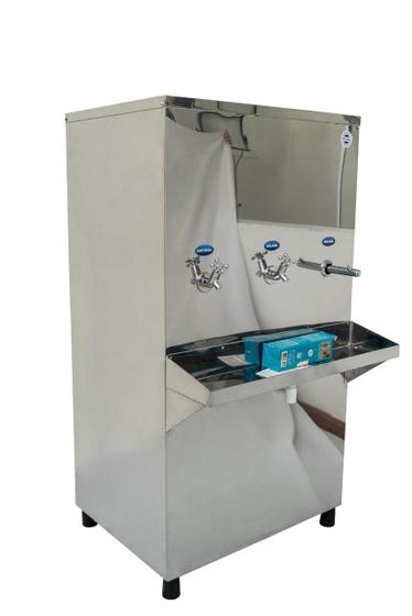 Bebedouro industrial de agua gelada purificador de coluna em aço inox 100l 3 torneiras gelada e natural original resfriadores - Original Bebedouros