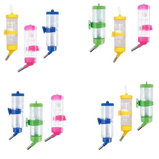 Imagem de Bebedouro para Hamster Rato 125ml Kit 3 unidades Cor Sortida Roedores Porquinho da India Coelho Furao Higienico Duravel Resistente