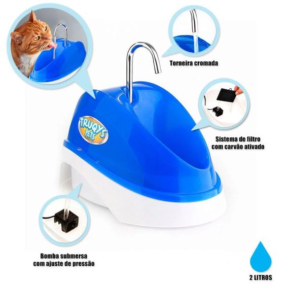Bebedouro Pet Caes e Gatos Automatico Bivolt 2 Litros Azul Truqys Menor preço em Bebedouro Pet Caes e Gatos Automatico Bivolt 2 Litros Azul Truqys
