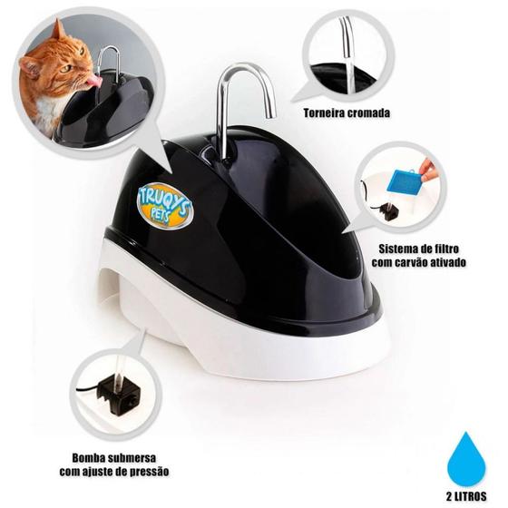 Bebedouro Pet Caes e Gatos Automatico Bivolt 2 Litros Preta Truqys Menor preço em Bebedouro Pet Caes e Gatos Automatico Bivolt 2 Litros Preta Truqys