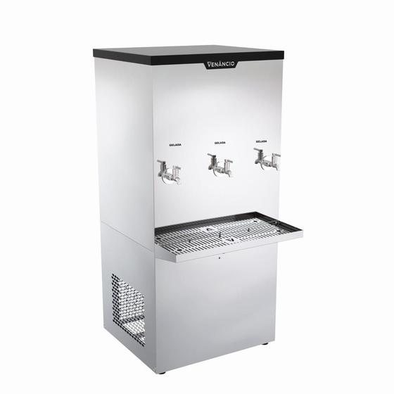 Imagem de Bebedouro Refrigerado Industrial Inox de Coluna 100l 3 Torneiras Geladas Bi100l 220v - Venâncio