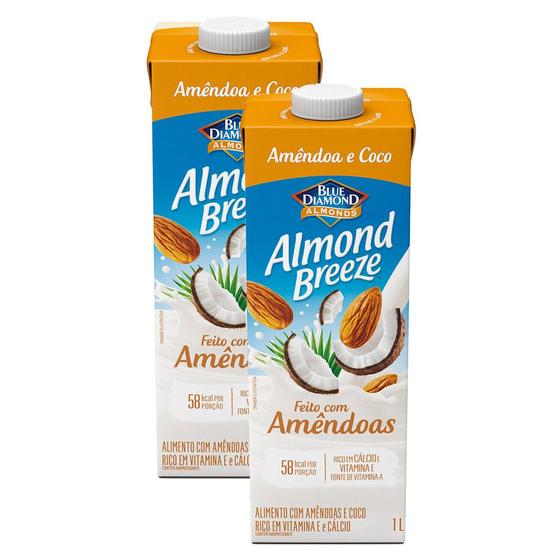 Imagem de Bebida de Amêndoa e Coco Blue Diamond Almond Breeze 1 Litro  Kit com duas unidades