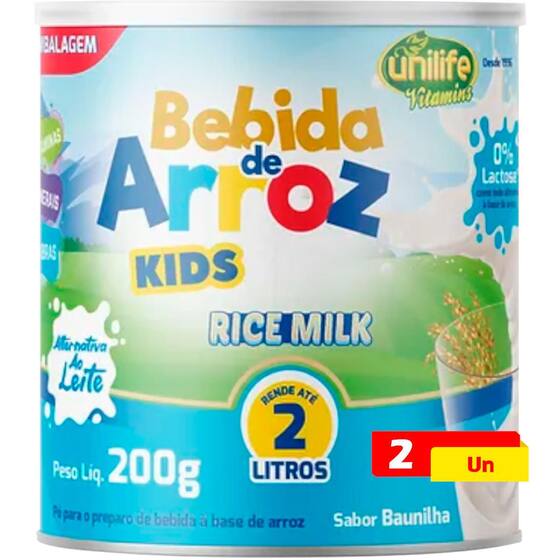 Bebida De Arroz Kids Rice Milk Sem Lactose 2 X 200g Unilife - Bebida de ...