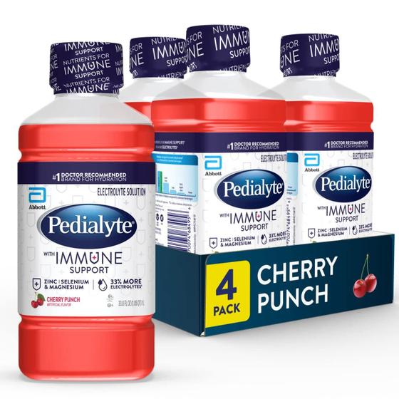 Imagem de Bebida de hidratação Pedialyte c/ Immune Support Cherry 1L x4